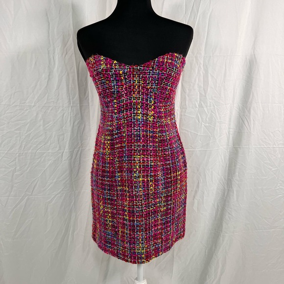 Blue Blush Manhattan Magic Tweed Strapless Dress Size Large NWT - Picture 2 of 13